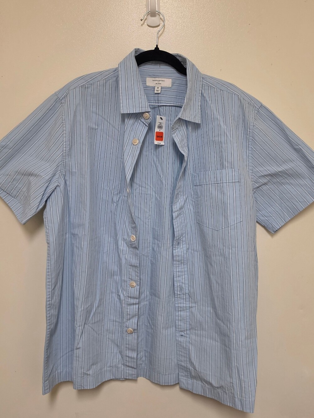 Banana Republic Factory Relaxed-Fit Men's Striped Poplin Shirt Size M NWT